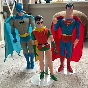 Vintage 1982-88 Hamilton Gifts Set of 3 Oversized Superhero Figures with Stands